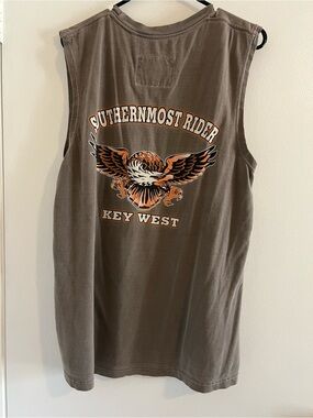 Unisex Sleeveless Brown Graphic Tank Top - Southernmost Rider